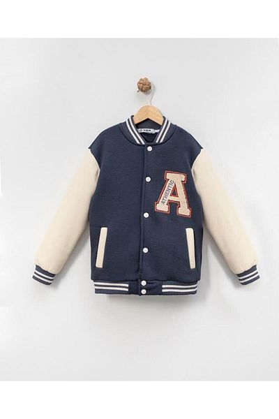 GİRL EMELY Boy's School College Single Top Indigo with Embroidery Details