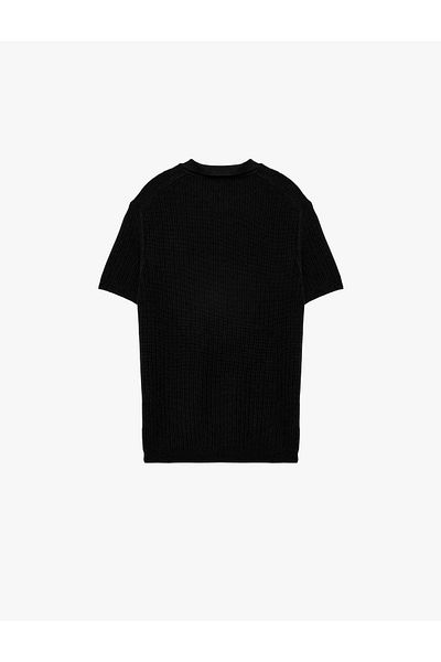 Koton Regular Fit Short Sleeve Cotton Textured Button Polo Neck Knitwear T-Shirt