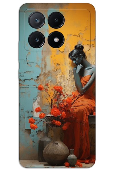 MRCİLETİSİM غطاء خلفي مطبوع بنمط HD لهاتف Xiaomi Poco X6 Pro - امرأة وحيدة
