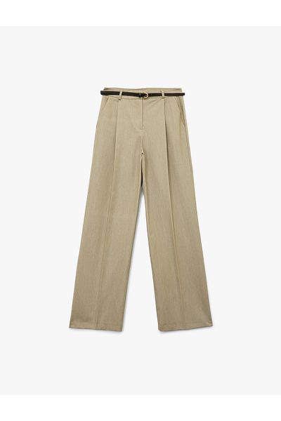 Koton Pantaloni palazzo plisați cu talie înaltă și buzunare