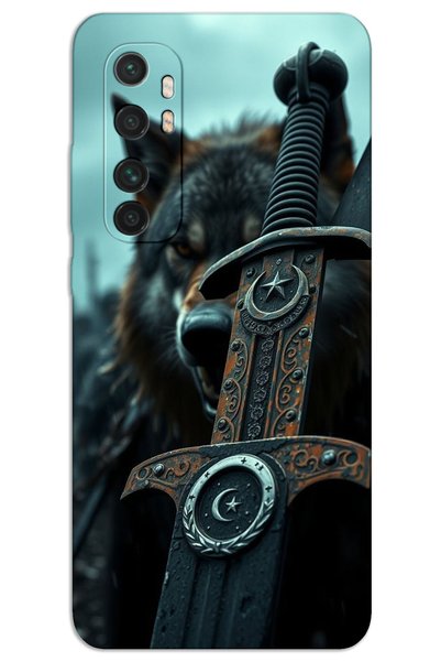 MRCİLETİSİM حافظة هاتف Xiaomi Mi Note 10 Lite مطبوعة بنمط HD - سيف نجمة القمر