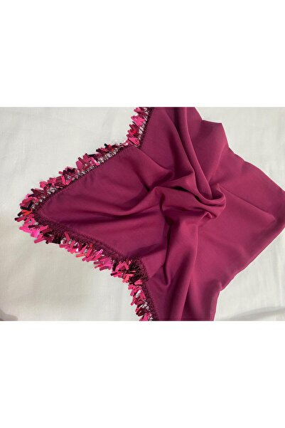 Cenk Tığ Oyası Oval Pullu Fuşya Yazma 4 Kenar İşlemeli