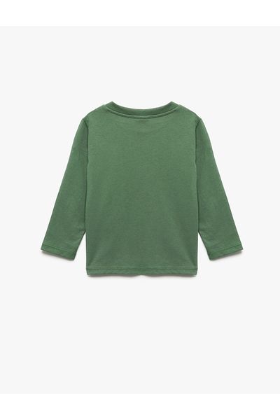 Koton Long Sleeve Crew Neck Printed Cotton T-Shirt