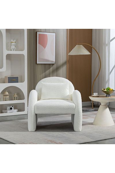 Danube Home Bergman 1 Seater Fabric Accent Chair - White L84xW84xH80cm