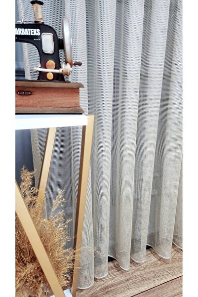 farbateks Cat Resistant Paw Friendly Mink Beige Mesh Tulle Curtain 3 Layers Pleated