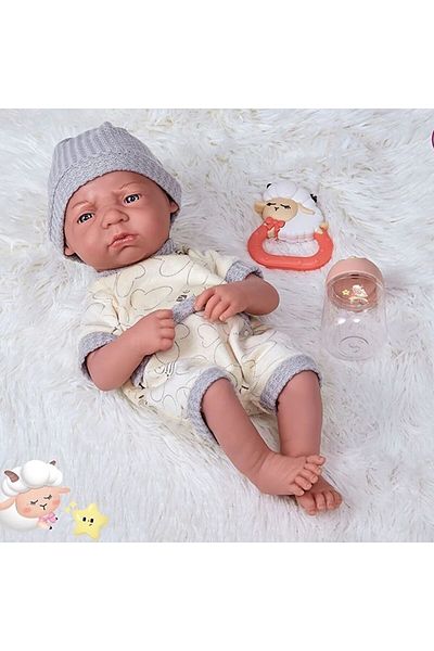 OCIE Realistic baby 35cm with sleeping bag and gray hat