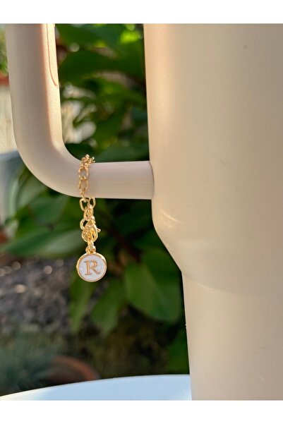 YuccaCo Accessorize Your Life White Thermos Compatible Accessory with Letter R/Letter R Thermos Charm/Letter Thermos Ornament