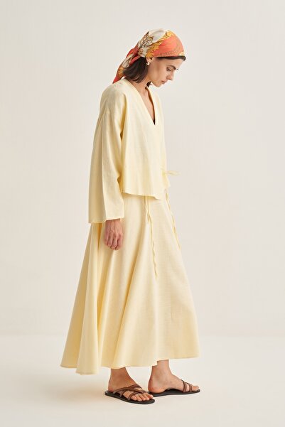 EBU Prive Women's Organic Cotton Flared Skirt Butter