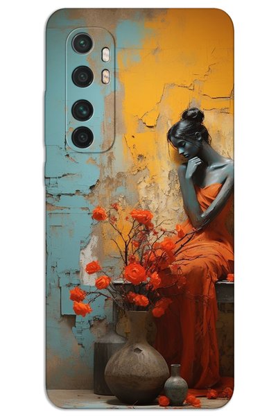 MRCİLETİSİM غطاء خلفي مطبوع بنمط HD لهاتف Xiaomi Mi Note 10 Lite - Woman Alone