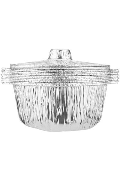Ideal Pack Round Disposable Food Storage, Aluminium Pot Container with Large Hood - 5 PCS SET 25 CM