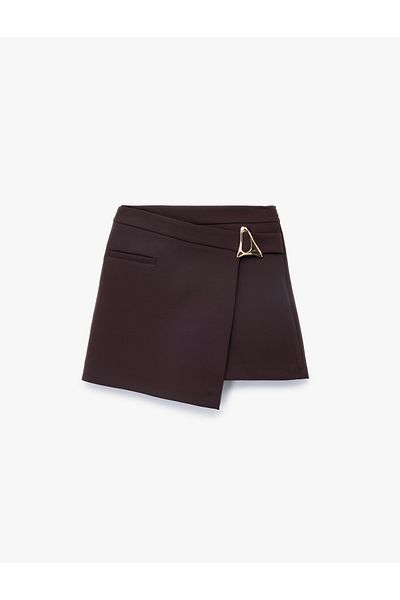 Koton Mini Double-Breasted Shorts Skirt with Metal Accessory Detail
