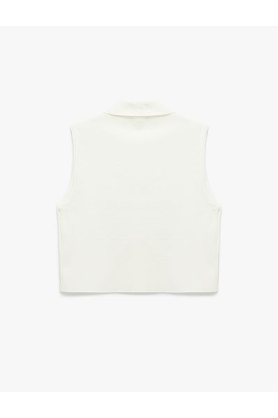 Koton Sleeveless Applique Detailed Jacket Collar Knitwear Vest