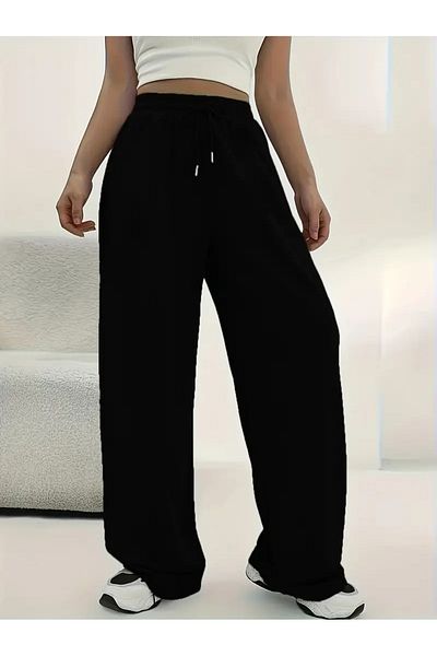 ELF MODA Women's Seasonal Loose Wide Leg High Waist Sweatpants-Asel01
