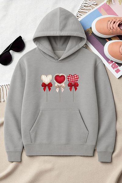 uyguntarz Unisex Heart Lollipop Detailed Printed Oversize Sweatshirt