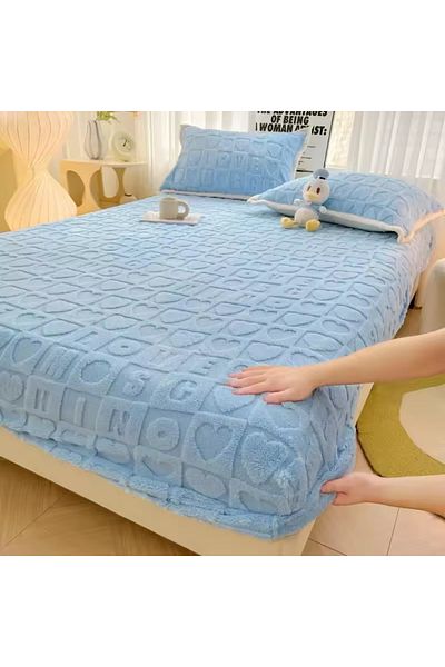 Cyber Solid Color Non-Slip Deep Pocket Bed Sheet Bed Cover,Blue