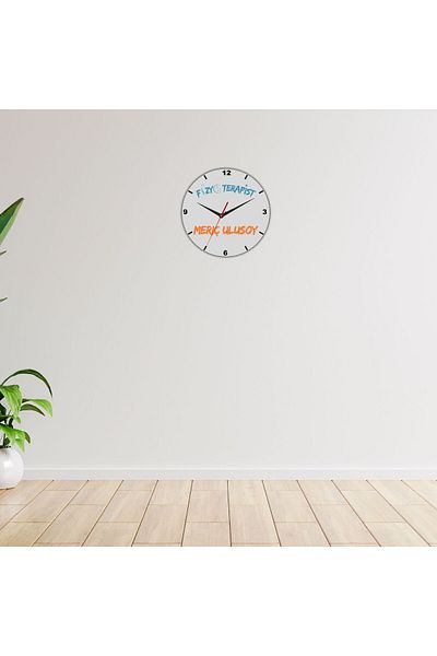 Çılgıntrend Glass Wall Clock with Special Name Written for Physiotherapists