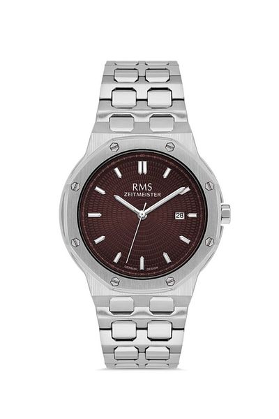 RMS Zeitmeister Rms.1.Ag2052.05 Crystal Glass Steel Cord Steel Case 5 Atm Water Resistant Metallic R