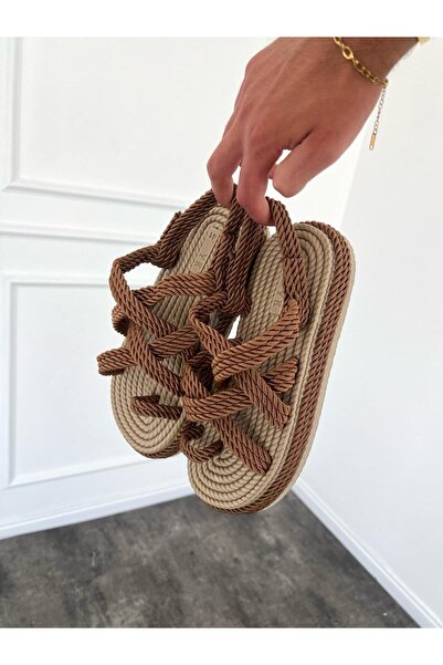 by selvi Lukka Shoes Sandale pentru bărbați, lucrate manual, cu talpă din răchită din frânghie