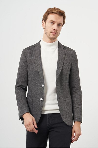 Morven Men's Black Knitted Slim Fit Bag Pocket Mono Collar Sports Jacket