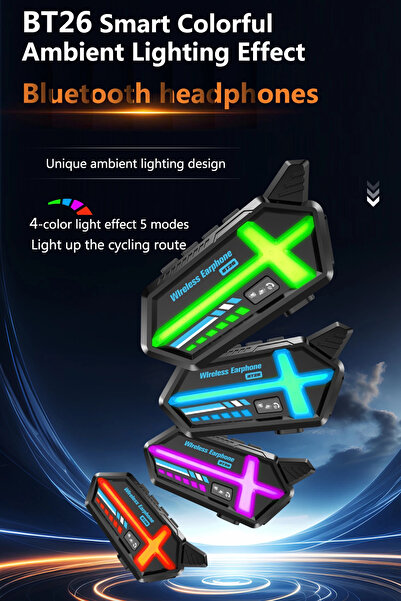 Vothoon BT26 Motosiklet Kask Kulaklık Bluetooth RGB Işıklı 2 Eşleşme Özellikli 1000 Mah Intercom