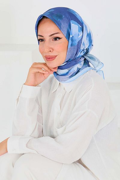 TOFİSA Patterned Bamboo Shawl Blue - 27522