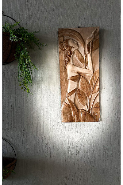 Store NEFARİ'NİN SIRRI ANTİK MISIR AHŞAP OYMA TABLO 20 X 40 cm