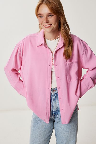 Lovelyİstanbul Oversize Modal Shirt with Pockets Lyy0109 Pink