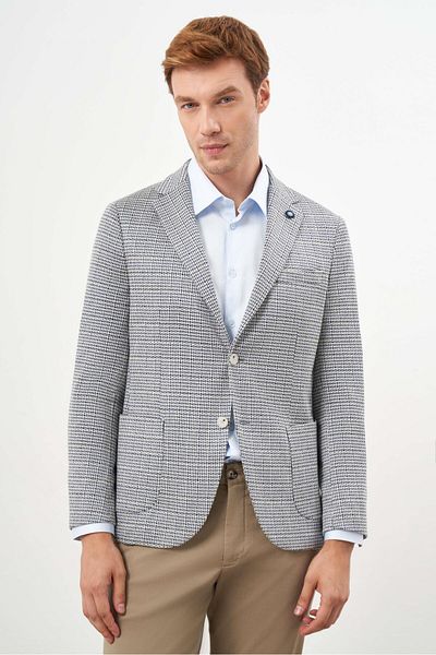 Morven Men's Stone Knitted Slim Fit Bag Pocket Mono Collar Sports Jacket