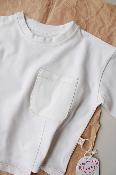 Oh La La Koala For Little Ones Beige Stitching Detailed Asymmetric T-Shirt