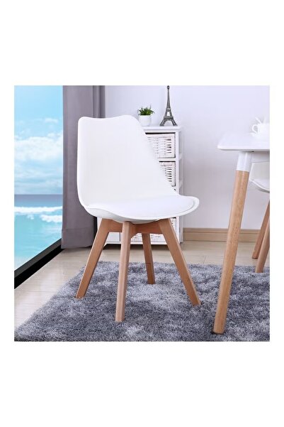 rexa كرسي طاولة طعام عصري - لمسة نهائية خشبية باللونين الأبيض والبني للمنزل أ...