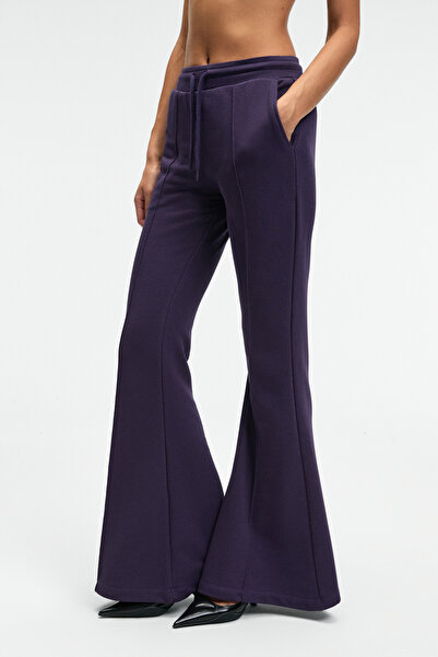 GRIMELANGE Γυναικείο μωβ φούτερ CIRELDA με διπλή τσέπη με ραβδώσεις