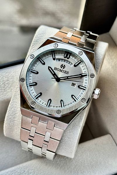 Homies Men's Wristwatch Steel Band Ap Model with Date and Calendar Original Gift Box Bracelet Gift.