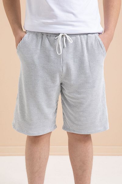 Cansın Mini Gray Waterway Men's Shorts with Elastic Waist 21367