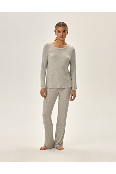 ESOTIQ Women's Pajama Two-Piece Set Longsleeve T-Shirt & Long Trousers Thin Knitwear Cozy | PF Jenius