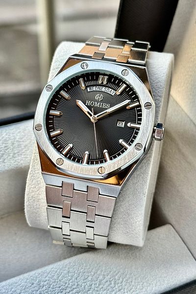 Homies Men's Wristwatch Steel Band Ap Model with Date and Calendar Original Gift Box Bracelet Gift.