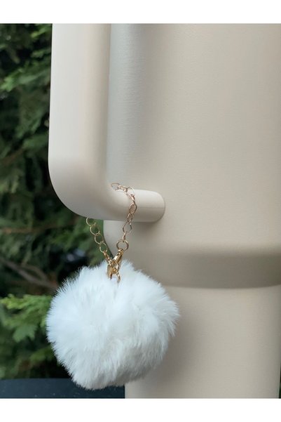 YuccaCo Accessorize Your Life Feather Pompom Thermos Compatible Accessory/Feather Thermos Charm/Termos Ornament