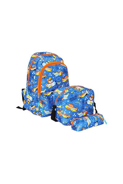Cambridge Polo Club Airplane Blue 3-Piece School Bag Set
