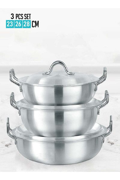 shane Aluminum Pots Set Consisting of 3 Pots With Two Handles