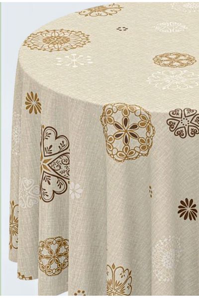 Blue Home Table Cloth Fiber Lined Pvc Non-Slip Stain Resistant Erasable Mirella Pattern Color No: 62A