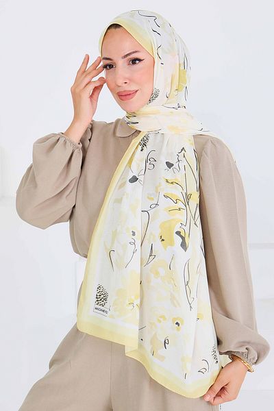 TOFİSA Patterned Bamboo Square Shawl Sari - 27535