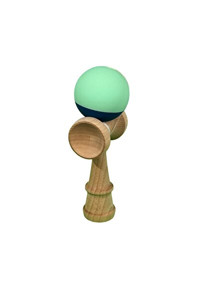 Bibilel Kids Kendama X Original Mâner profesional din lemn și cauciuc 18 cm Verde deschis/Albastru
