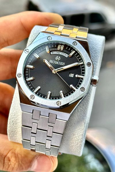 Homies Men's Wristwatch Steel Band Ap Model with Date and Calendar Original Gift Box Bracelet Gift.