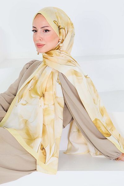 TOFİSA Patterned Bamboo Square Shawl Sari - 27529