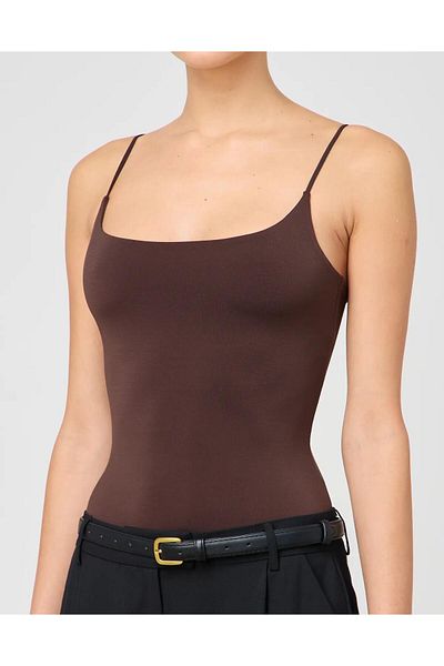 Madmext Brown Adjustable Strap Women's Tank Top Mg2527