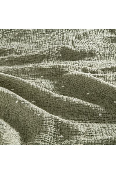 Penelope 100% Cotton Muslin Bedspread 220X240 cm Green - Glen Series