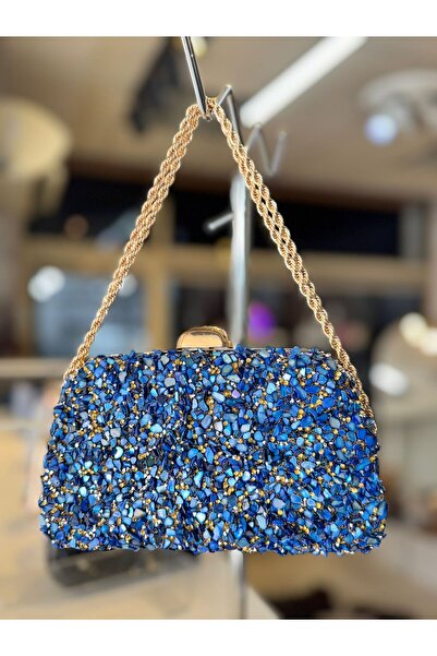 Blacktavern GEANTĂ ABİYE CU PIATRĂ, DESIGN STILAT, PIATRĂ PE AMBELE FAȚE CU CUREA DE LANȚ.