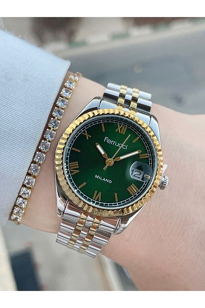 Ferrucci Women's Wrist Watch and Bracelet with Calendar 2 Years Guarantee