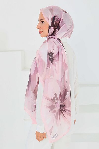 TOFİSA Patterned Bamboo Square Shawl Rose - 27524