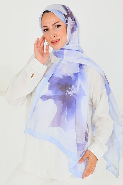 TOFİSA Patterned Bamboo Square Shawl Lilac - 27524