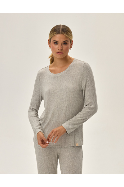 ESOTIQ Women's Pajama Two-Piece Set Longsleeve T-Shirt & Long Trousers Thin Knitwear Cozy | PF Jenius